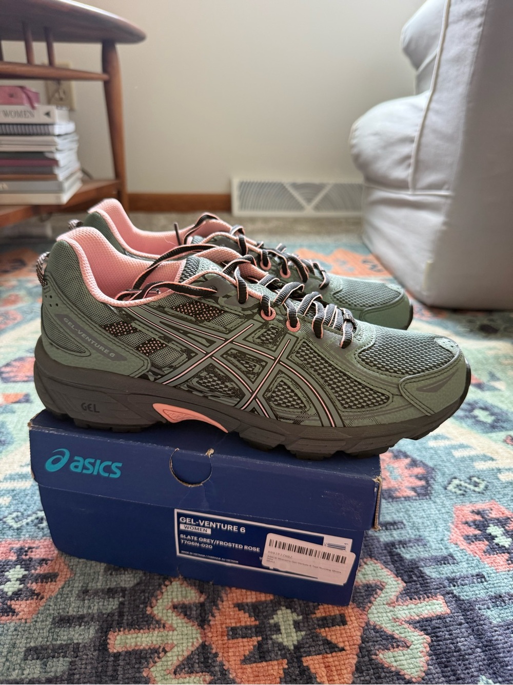 ASICS Gel‑Venture 6 Olive Green Trail Sneakers with Pink Accents - Picture 3 of 4